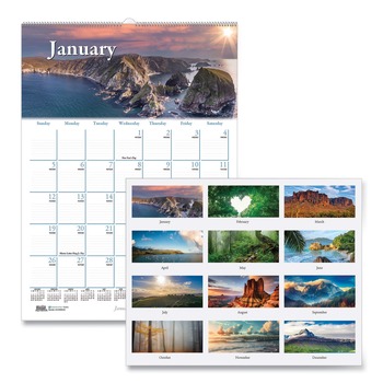 House of Doolittle 378 12-Month Jan to Dec 2025 12 in. x 16.5 in. Scenic Beauty Photography Earthscapes Recycled Monthly Wall Calendar - White Sheets