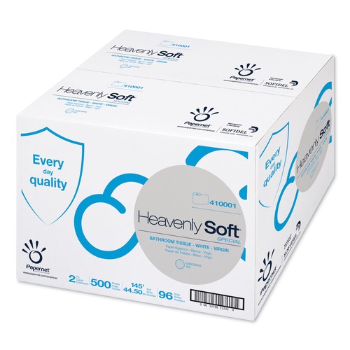 Toilet Paper | Papernet 410001 4.1 in. x 146 ft. 2-Ply Septic Safe Heavenly Soft Toilet Tissue - White (96 Rolls/Carton) image number 0