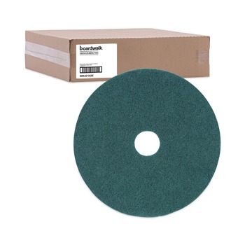 CLEANING TOOLS | Boardwalk BWK4019GRE 19 in. Diameter Heavy-Duty Scrubbing Floor Pads - Green (5/Carton)