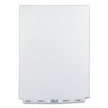 Avery 11378 11 in. x 8.5 in. 26-Tab Exhibit 1 to Exhibit 25 Avery Style Preprinted Legal Exhibit Bottom Tab Index Dividers - White (1-Set)
