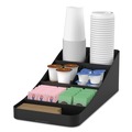 Breakroom Supplies | Mind Reader COMP7BLK 7.75 in. x 16 in. x 5.25 in. 7-Compartment Trove Coffee Condiment Organizer - Black image number 1