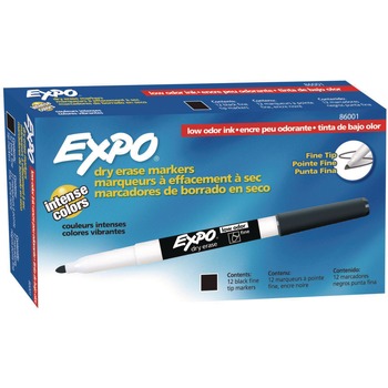  | EXPO SAN86001A Fine Bullet Tip Low-Odor Dry-Erase Marker - Black (1 Dozen)