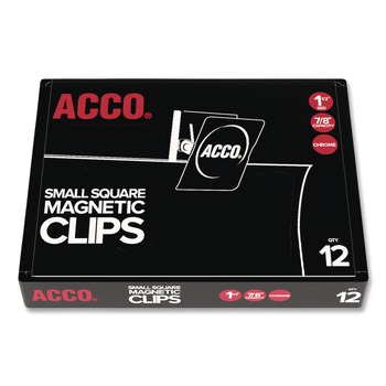 PAPER CLIPS AND FASTENERS | ACCO A7072131A 0.88 in. Jaw Capacity Magnetic Clips - Silver (12/Pack)
