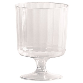 WNA WNA CCW5240 5 oz. Fluted Classic Crystal Plastic Wine Glasses on Pedestals - Clear (10/Pack, 24 Packs/Carton)