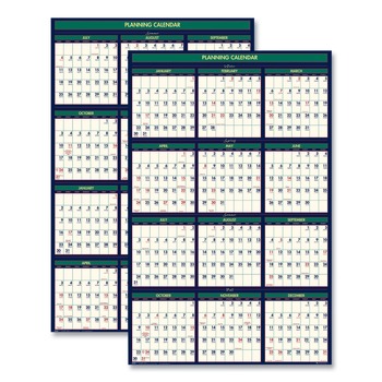 House of Doolittle 391 12-Month (July-June): 2025-2026 and 12-Month (Jan-Dec): 2026 24 in. x 37 in. Four Season Erasable Business/Academic Recycled Wall Calendar