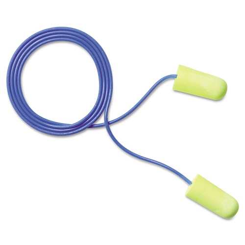 Safety & First Aid | 3M 311-1250 E-A-Rsoft Soft Foam Regular Size Corded Earplugs - Yellow Neon (200 Pairs/Box) image number 0