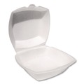 Food Trays, Containers, and Lids | Plastifar 12175 6 in. x 6 in. x 3 in. Foam Hinged Lid Containers - White (500/Carton) image number 1