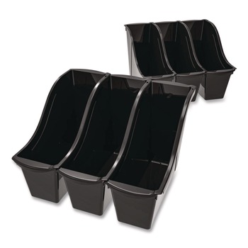 Storex 70123E06C Small Book Bin, 1.5 gal, 4.5-in x 11.75-in x 8.5-in, Black, 6/Pack