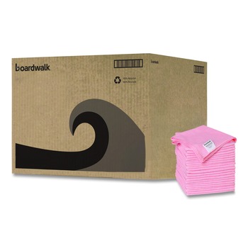 Boardwalk 2164040 16 in. x 16 in. Microfiber Cleaning Cloths - Pink (24/Pack)