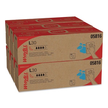 WypAll 05816 L30 POP-UP Box 9.8 in. x 16.4 in. Towels - White (120/Box, 6 Boxes/Carton)