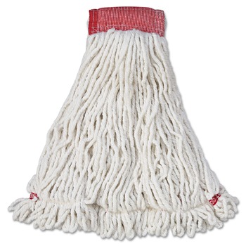 Rubbermaid Commercial FGA25306WH00 Web Foot Shrinkless Large Cotton/Synthetic Wet Mop Head with 5 in. Headband - White (6/Carton)