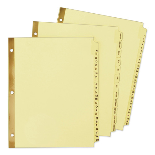 Just Launched | Avery 11307 11 in. x 8.5 in. 12-Tab Preprinted Laminated Jan. to Dec. Tab Dividers with Gold Reinforced Binding Edge - Buff (1-Set) image number 0