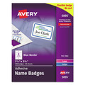 Labels | Avery 05895 3.38 in. x 2.33 in. Flexible Adhesive Name Badge Labels - White/Blue Border (50/Box) image number 0