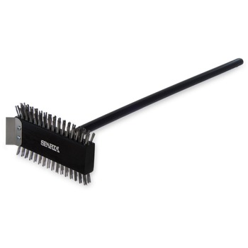 Carlisle 4029000 Sparta Broiler Master Grill Brush and Scraper with 30.5 in. Black Wood Handle
