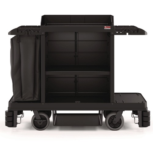 Cleaning Carts | Suncast Commercial HKC2002 24 in. x 62.13 in. x 49.75 in. 1-Shelf Plastic Partially Assembled Premium Housekeeping Cart - Black image number 0