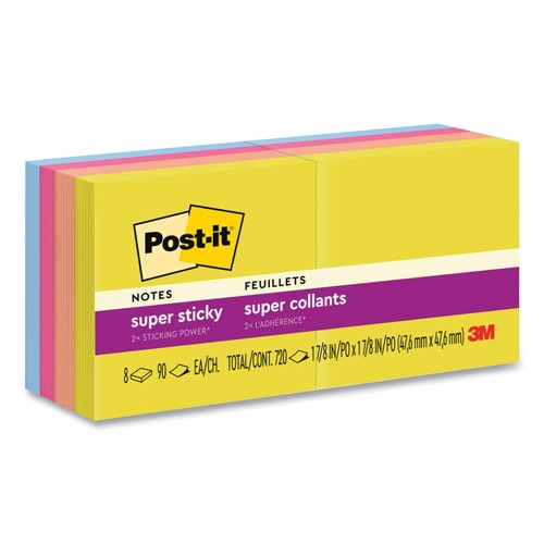 Back to School Sale | Post-it Notes Super Sticky 622-8SSJOY 1.88 in. x 1.88 in. Pads in Summer Joy Collection Colors (8/Pack) image number 0