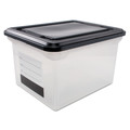 Desktop Organizers | Innovative Storage Designs 55802 17.75 in. x 14 in. x 10.25 in. Letter/Legal File Tote with Contents Label - Clear/Black image number 0