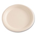 Bowls and Plates | Boardwalk BWKPLATE9NPFA 9 in. Diameter Bagasse PFAS-Free Dinnerware Plate - Tan (500/Carton) image number 2