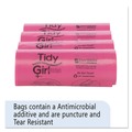 Trash Bags | Tidy Girl TG-7514P10 4 in. x 4 in. x 10 in. Feminine Hygiene Sanitary Disposal Bags - Pink/Black (600/Carton) image number 7