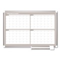 White Boards | MasterVision GA03105830 36 in. x 24 in. 4-Month Planning/Scheduling Magnetic Dry Erase Calendar Board - White Surface, Satin Aluminum Frame image number 0