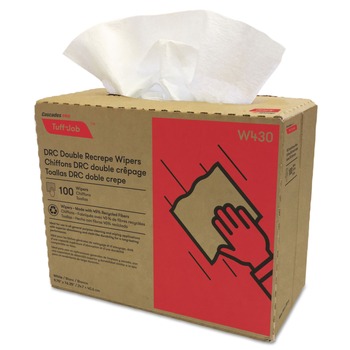 Cascades PRO W430 9.75 x 16.5 Tuff-Job Double Recrepe Wipers - White (8/Carton)