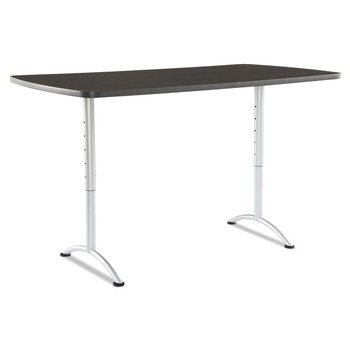 Iceberg 69325 ARC 36 in. x 72 in. x 30 in. to 42 in. Adjustable-Height Rectangular Table - Gray Walnut Top/Silver Base