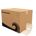 Food Trays, Containers, and Lids | Boardwalk BWKHINGE66NPFA 6 in. x 6 in. x 3.19 in. Sugarcane Bagasse PFAS-Free Food Containers - Tan (500/Carton) image number 0