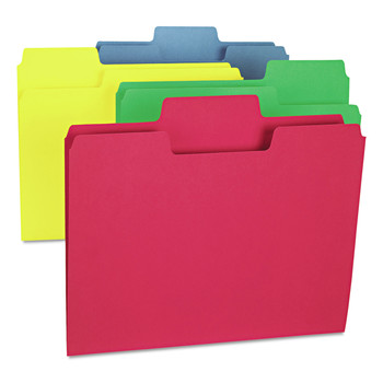 Smead 11987 1/3-Cut Tabs Assorted Letter Size 0.75 in. Expansion SuperTab Colored File Folders - Assorted (100/Box)