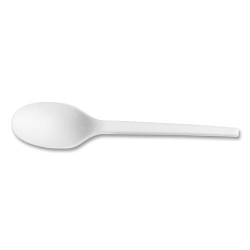 Cutlery | Vegware VW-SP6.5 Compostable CPLA Cutlery Spoon - White (1000/Carton) image number 0