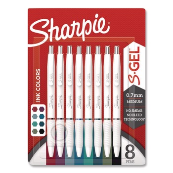 PENS PENCILS AND MARKERS | Sharpie S-Gel 2208551 S-Gel Fashion Barrel Gel Pen Retractable Medium 0.7 mm Assorted Ink White Barrel 8/Pack