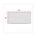 White Boards | Universal UNV43620 96 in. x 48 in. Deluxe Melamine Dry Erase Board - Melamine White Surface, Oak Fiberboard Frame image number 2