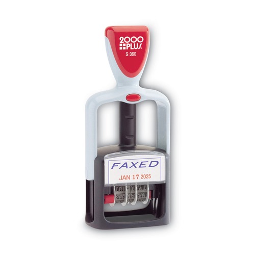 Notebooks & Pads | COSCO 2000PLUS 011032 Model S 360 1.75 in. x 1 in. "Faxed" Self-Inking 2-Color Message Dater - Blue/Red image number 0