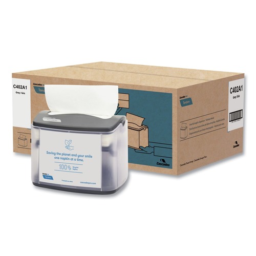 Paper Towels and Napkins | Cascades PRO C402 6.1 in. x 8.16 in. x 6.3 in. Tandem Tabletop Napkin Dispenser - Gray (4/Carton) image number 0