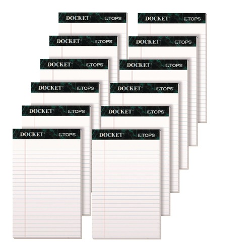 Notebooks & Pads | TOPS 63360 Docket Ruled Perforated Pads, Narrow Rule, 5 X 8, White, 50 Sheets, 12/pack image number 0