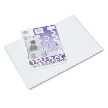 Pacon P103058 12 in. x 18 in. 76 lbs. Text Weight Tru-Ray Construction Paper - White (50/Pack)