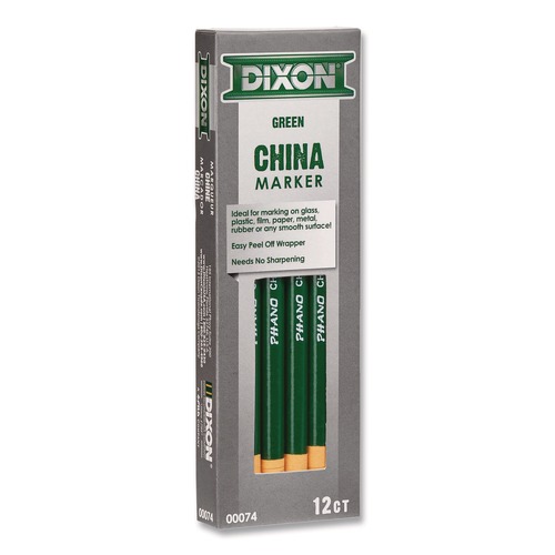 Arts & Crafts Supplies | Dixon X000740002 China Marker, Green, Dozen image number 0