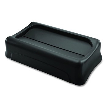 Rubbermaid Commercial FG267360BLA Slim Jim 11.38 in. x 20.5 in. x 5 in. Swing Lid - Black