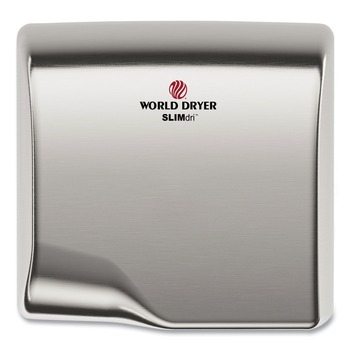  | WORLD DRYER L-973A 110-240V 13.87 in. x 13 in. x 7 in. Brushed Stainless Steel SLIMdri Hand Dryer