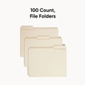 File Folders | Smead 10334 0.75 in. Expansion Reinforced 1/3-Cut Tab 11-pt Manila File Folders - Letter Size/Manila (100/Box) image number 2