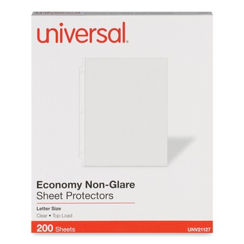 Universal UNV21127 Letter Size Nonglare Economy Top-Load Poly Sheet Protectors - Clear (200/Box)