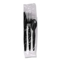 Cutlery | Boardwalk BWKFKTNMWPSBLA 4-Piece Fork/Knife/Napkin/Teaspoon Cutlery Kit - Black (250/Carton) image number 2