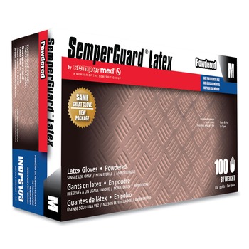 DISPOSABLE GLOVES | SemperGuard INDPS103 Latex Powdered Gloves - Medium Cream (100/Box)