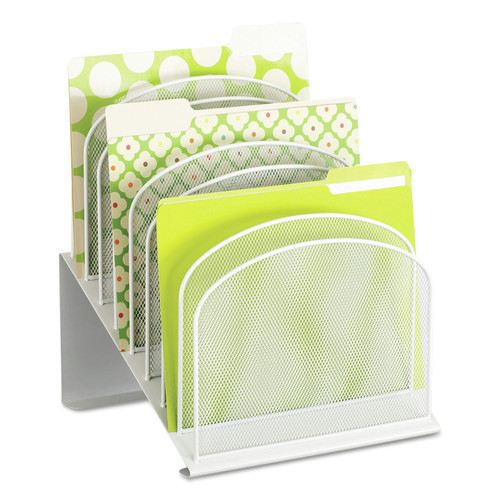 Office Filing Cabinets & Shelves | Safco 3258WH 11.75 in. x 10.75 in. x 14 in. 8 Sections Letter to Legal Size Files Onyx Mesh Desk Organizer with Tiered Sections - White image number 0