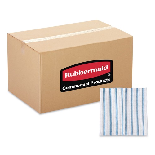 Cleaning Cloths | Rubbermaid Commercial HYGEN 2134283 12 in. x 12 in. Disposable Microfiber Cleaning Cloths - White/Blue Stripe (600/Carton) image number 0