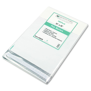 OFFICE AND OFFICE SUPPLIES | Quality Park QUA45235 Redi-Strip 14 in. x 19 in. No. 6 Square Flap Adhesive Closure Poly Mailer - White (100/Box)