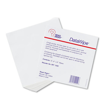 | Read Right RR1250 6 x 6 DataWipe Office Equipment Cleaner - White (75/Pack)