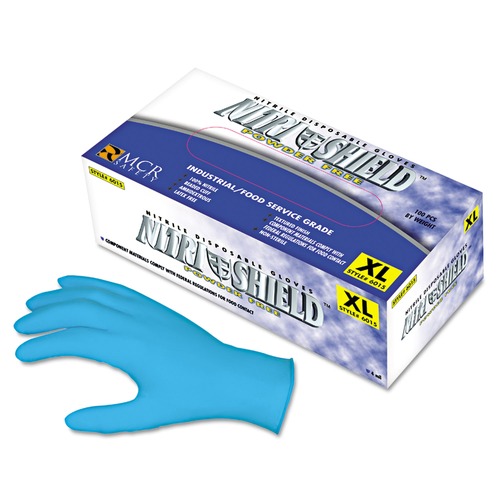 Disposable Gloves | MCR Safety 6015L 4 mil Powder-Free Disposable Nitrile Gloves - Large (100/Box) image number 0