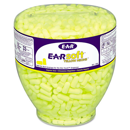 Safety & First Aid | 3M 391-1004 E-A-Rsoft Cordless Neon Tapered Earplug Refill - Yellow (500/Box) image number 0