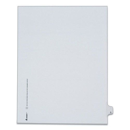 Dividers & Tabs | Avery 82201 10-Tab "3-in 11 in. x 8.5 in. Allstate Style Preprinted Legal Exhibit Side Tab Index Dividers - White (25/Pack) image number 0