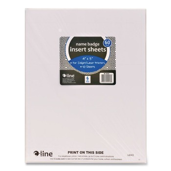 PRODUCTS | C-Line 92443 4 in. x 3 in. Name Badge Inserts - White (60/Pack)
